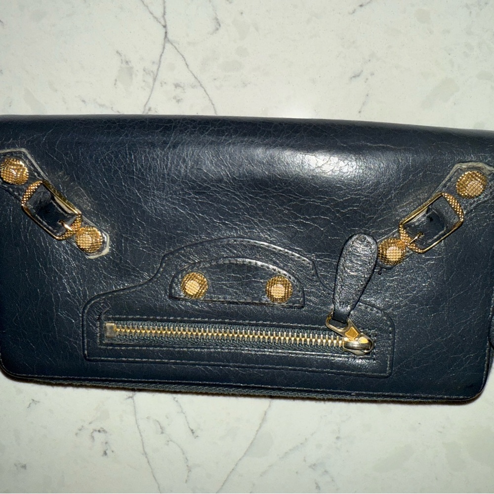 Balenciaga Black Leather CityWallet with Gold Accents - Picture 6 of 9